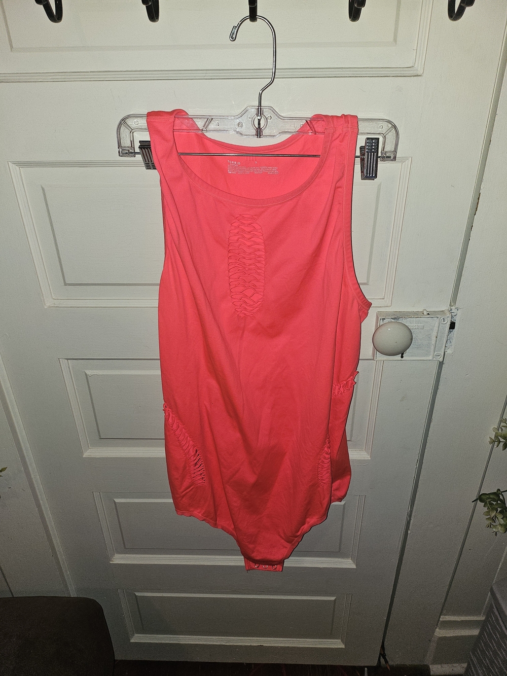 Sleek Coral Scoop Neck One-Piece Swimsuit